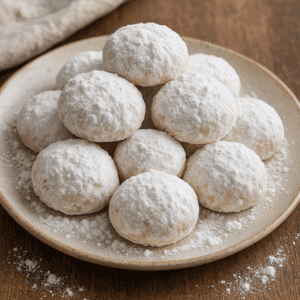 Kourabiedes – Sablés Grecs Fondants aux Amandes et Sucre Glace