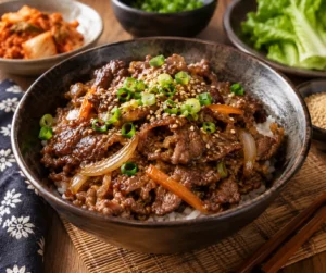 Bulgogi coréen au bœuf mariné au soja et sésame