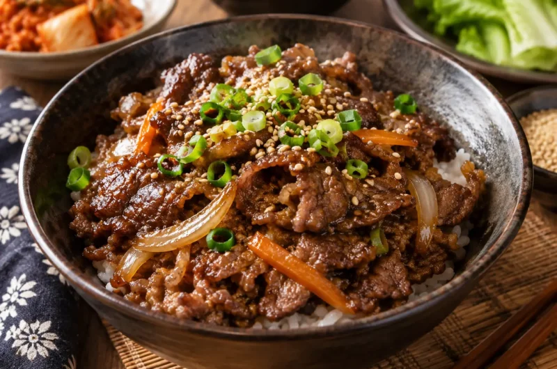 Bulgogi coréen au bœuf mariné au soja et sésame